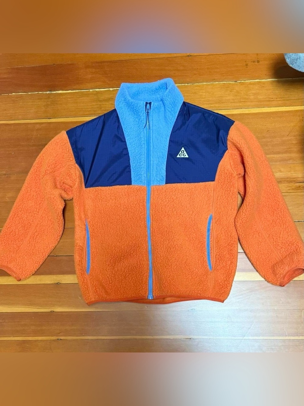 Nike ACG Orange & Blue Fleece Jacket Boys Size Large